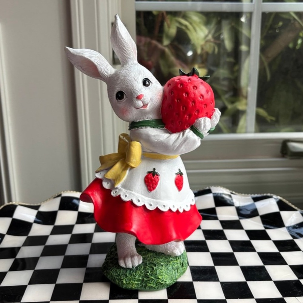Easter Bunny Girl with Dress Holding a Strawberry 🍓